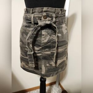 Blue Spice Paperbag High Waist Camo Skirt - Juniors